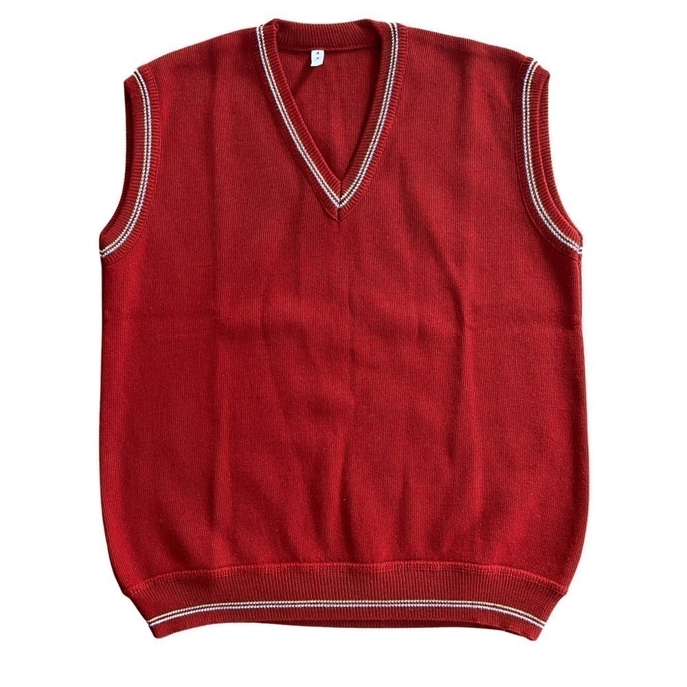 Vintage 60s 70s Sweater Vest V-Neck Jewel Toned